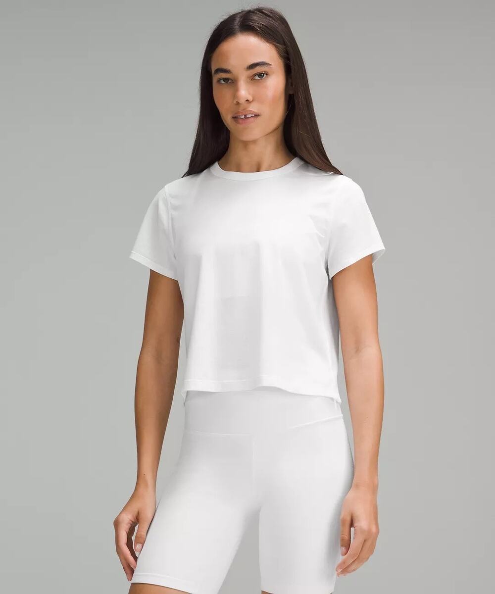 Lululemon Classic Fit Cotton Blend T Shirt White Size 10 Short Sleeve